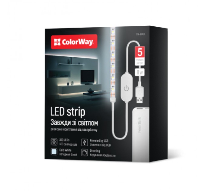 ColorWay Світлодіодна стрічка ColorWay LED  5м з живленням від USB (CW-LD05)