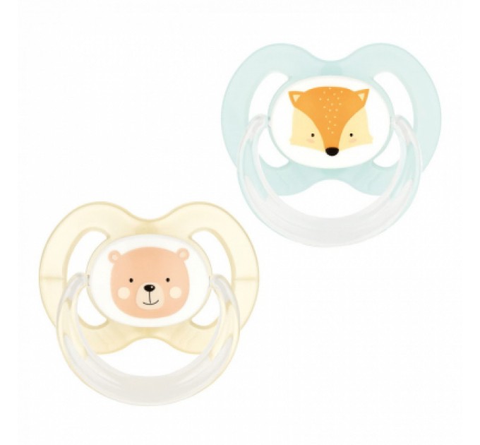 Baby-Nova Пустушка Baby-Nova Forest Animals 6-18 міс. персикова/бирюзова 2 шт (3962321)