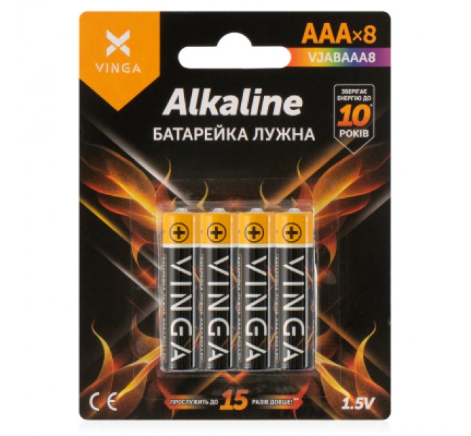 Vinga Батарейка AAA LR03 Alkaline 8pcs Blister Vinga (VJABAAA8)