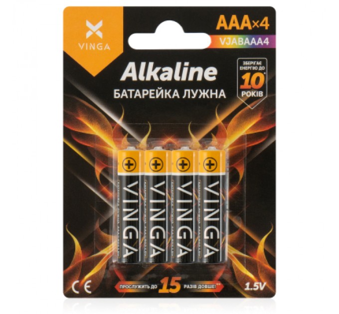 Vinga Батарейка AAA LR03 Alkaline 4pcs Blister Vinga (VJABAAA4)