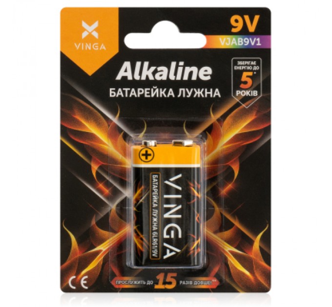 Vinga Батарейка 9V 6LR61 Alkaline Vinga (VJAB9V1)
