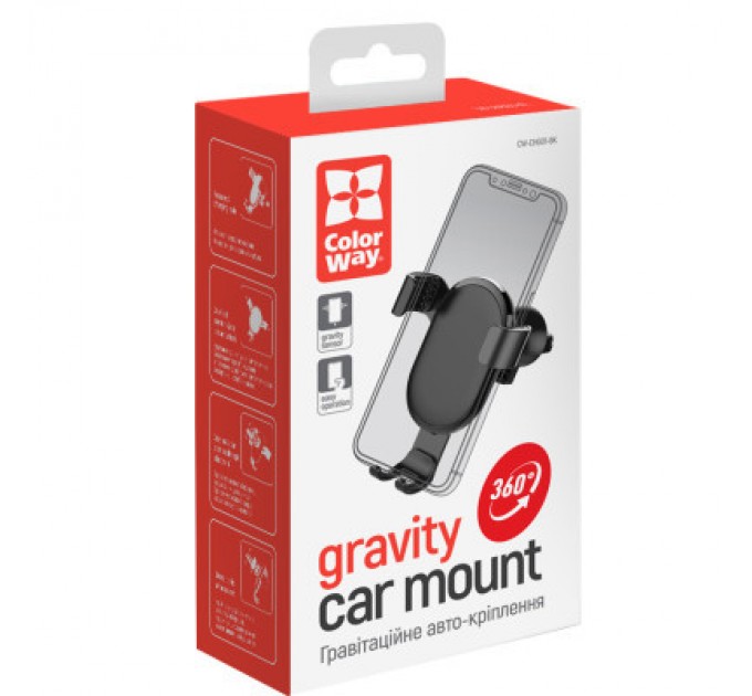 ColorWay Універсальний автотримач ColorWay Metallic Gravity Holder Black (CW-CHG01-BK)