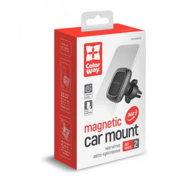 Універсальний автотримач ColorWay Air Vent-2 (360 rotation) magnetic Gray (CW-CHM05-GR)