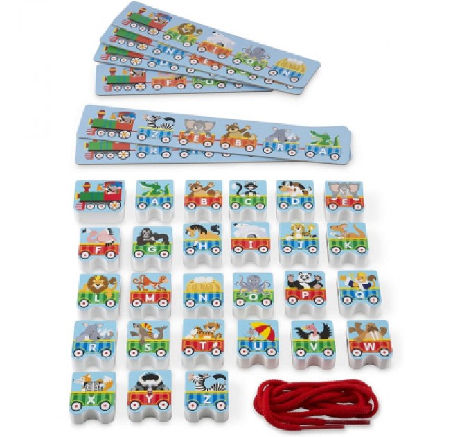 Melissa&Doug Розвиваюча іграшка Melissa&Doug дерев'яна шнурівка-паровозик "Алфавіт" (MD9497)