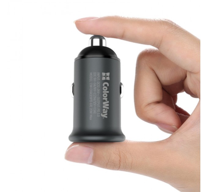 ColorWay Зарядний пристрій ColorWay 1USB Car ( PD USB Type-C (20W) Gray (CW-CHA028PD-GR)