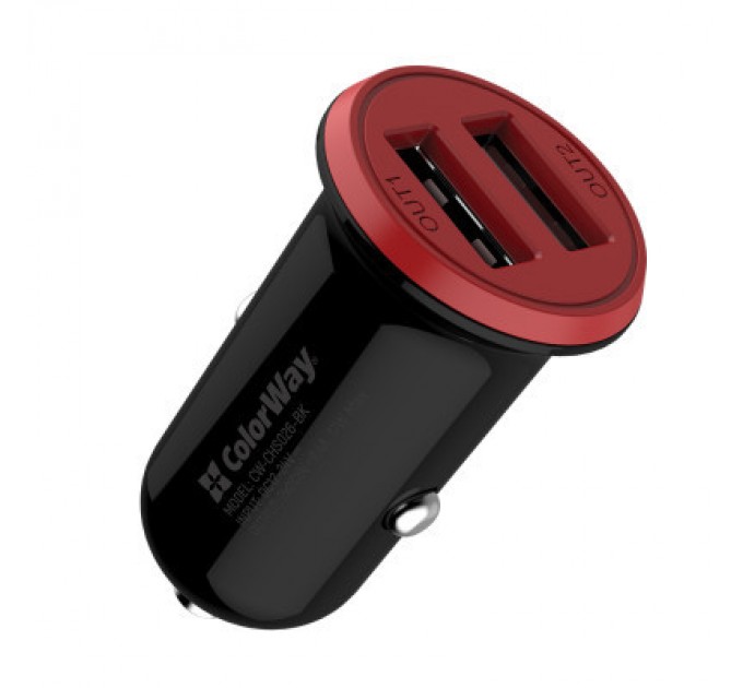 ColorWay Зарядний пристрій ColorWay 2USB AUTO ID 3.4A (17W) red/black (CW-CHA026-BK)