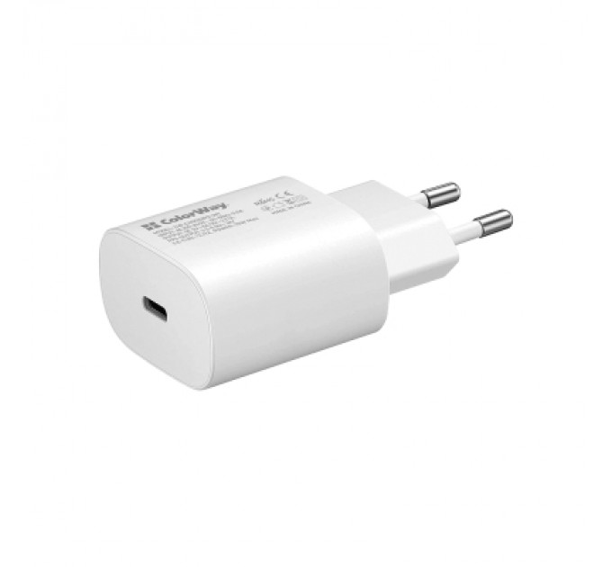 ColorWay Зарядний пристрій ColorWay Power Delivery Port PPS USB Type-C (25W) white (CW-CHS033PD-WT)