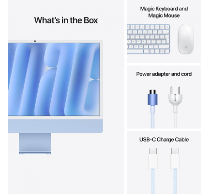 Комп'ютер Apple 24" iMac Retina 4.5K / Apple M4 (8-c/CPU, 8-c/GPU), 16, 256, Blue (MWUF3UA/A)