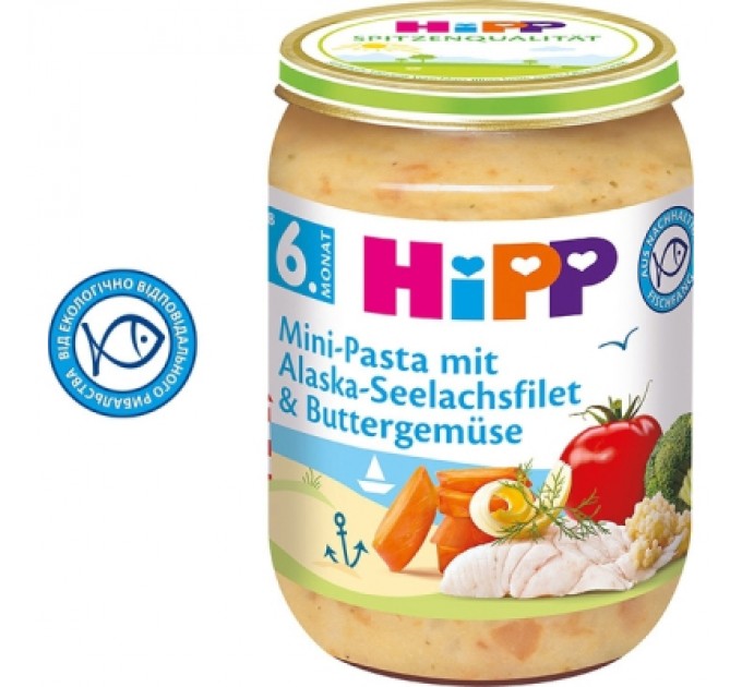 HiPP Дитяче пюре HiPP Овочі з морською рибою, 190 г (4062300261563)