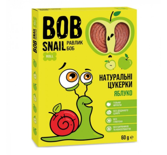 Bob Snail Цукерка Bob Snail Равлик Боб Яблуко 60г (4820162520149)