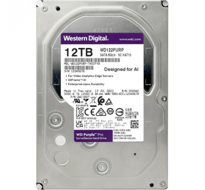 Жорсткий диск 3.5" 12TB WD (WD122PURP)