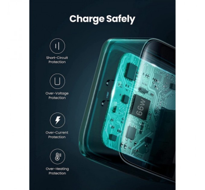 Зарядний пристрій Ugreen CD216 66W 2xType-C PD Charger (Black) (70867)