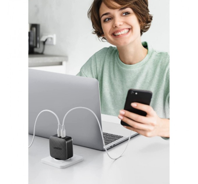 Зарядний пристрій Ugreen CD216 66W 2xType-C PD Charger (Black) (70867)