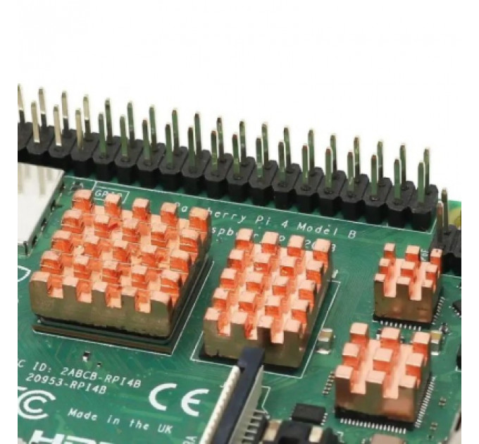 Додаткове обладнання до промислового ПК Raspberry Pi Комплект радіаторів для Raspberry Pi 4, мідь, 4 шт (105170) (105170)