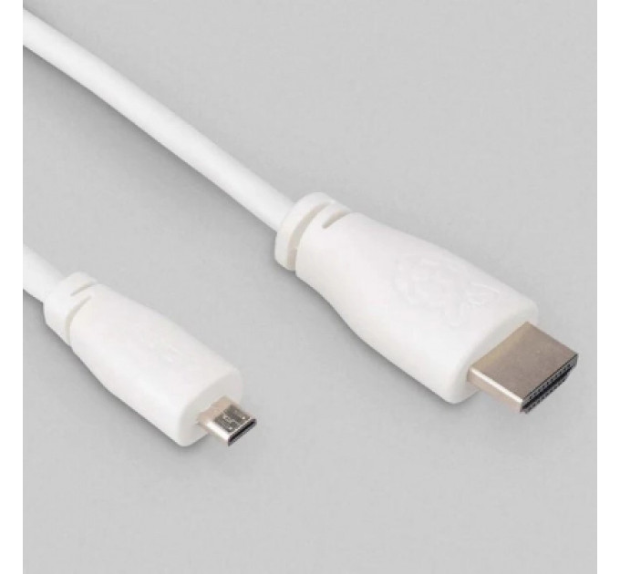 Додаткове обладнання до промислового ПК Raspberry Pi Кабель microHDMI-HDMI для Raspberry Pi 1м офіційний білий (SC0358)