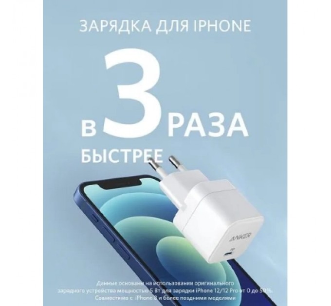 Зарядний пристрій Anker PowerPort III 20W Cube (White) (A2149G21)