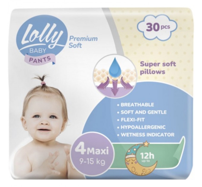 Lolly Підгузки Lolly Premium Soft Maxi 4 (9-15 кг), 30 шт (4820174980993)