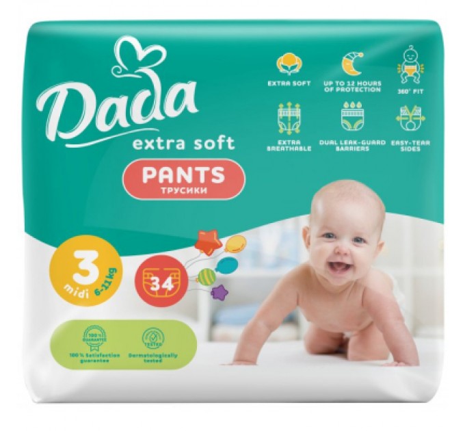 Dada Підгузки Dada Extra Soft 3 Midi (6-11 кг) 34 шт (4820174980672)