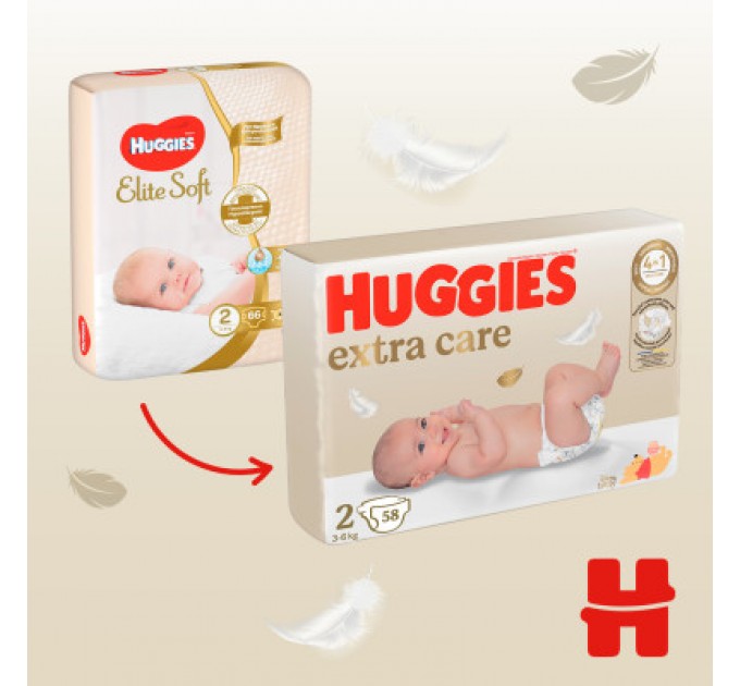 Huggies Підгузки Huggies Extra Care 2 (3-6 кг) 58 шт (5029053578071)