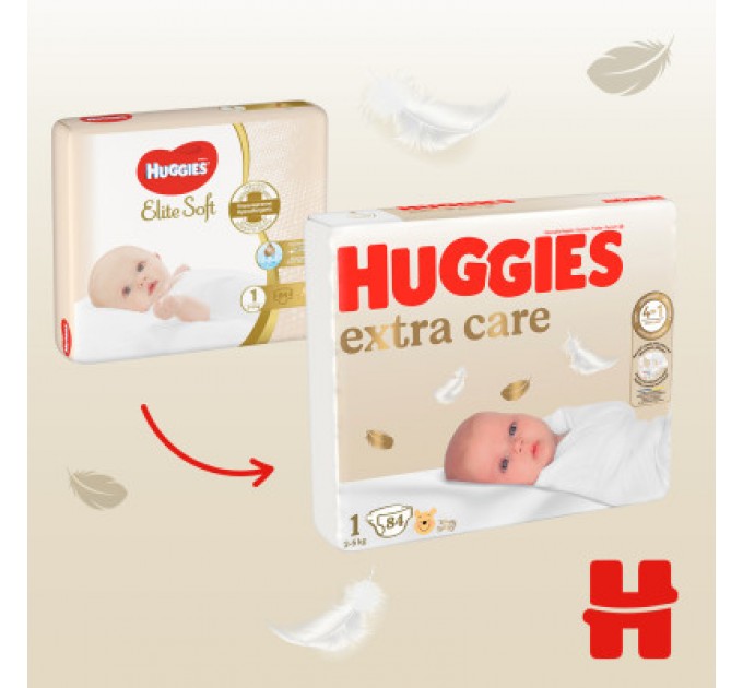Підгузки Huggies Extra Care Розмір 1 (2-5 кг) M-Pack 168 шт (5029054234747/5029053549620)