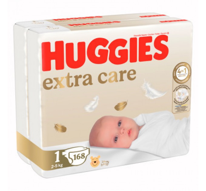 Підгузки Huggies Extra Care Розмір 1 (2-5 кг) M-Pack 168 шт (5029054234747/5029053549620)