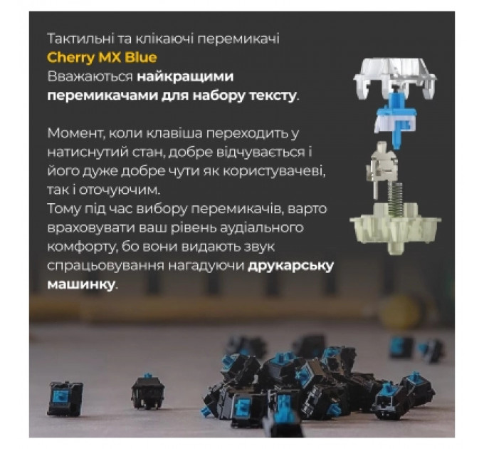 Клавіатура Ducky One 3 Cherry MX Blue RGB UA USB White (DKON2108ST-CUAPXPWWWSC1)