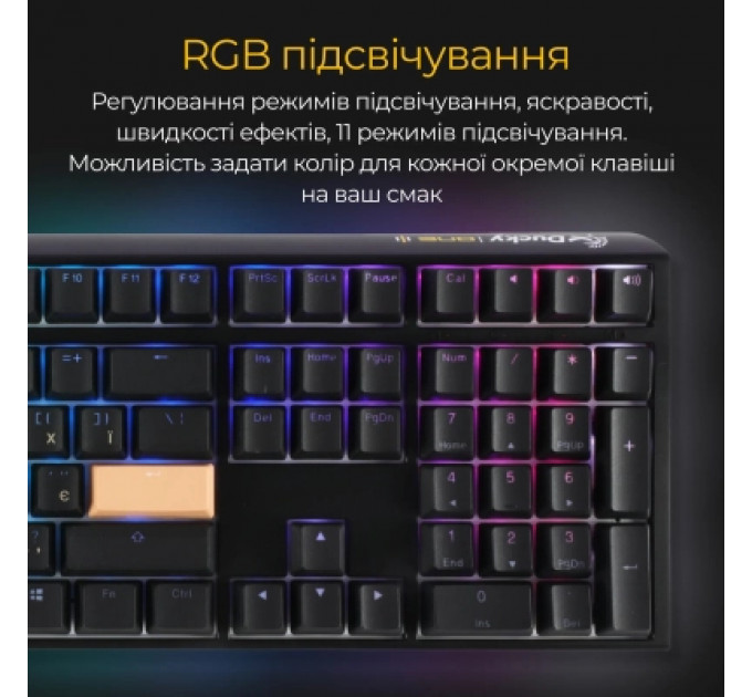 Клавіатура Ducky One 3 Cherry MX Brown RGB UA USB Black (DKON2108ST-BUAPXCLAWSC1)
