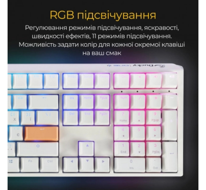 Клавіатура Ducky One 3 Cherry MX Brown RGB UA USB White (DKON2108ST-BUAPXPWWWSC1)