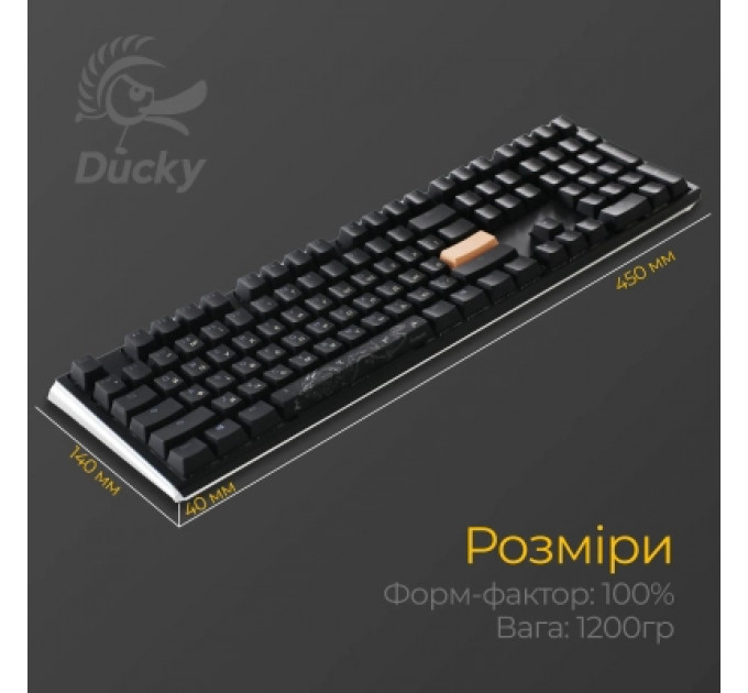 Клавіатура Ducky One 3 Cherry MX Silent Red RGB UA USB Black (DKON2108ST-SUAPXCLAWSC1)