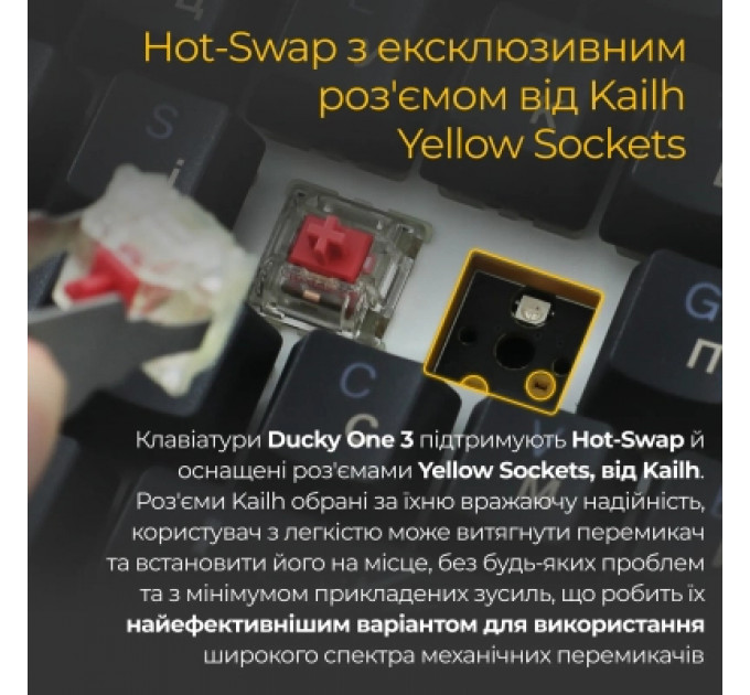 Клавіатура Ducky One 3 Cherry MX Silent Red RGB UA USB Black (DKON2108ST-SUAPXCLAWSC1)