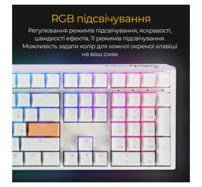 Клавіатура Ducky One 3 Cherry MX Speed Silver RGB UA USB White (DKON2108ST-PUAPXPWWWSC1)