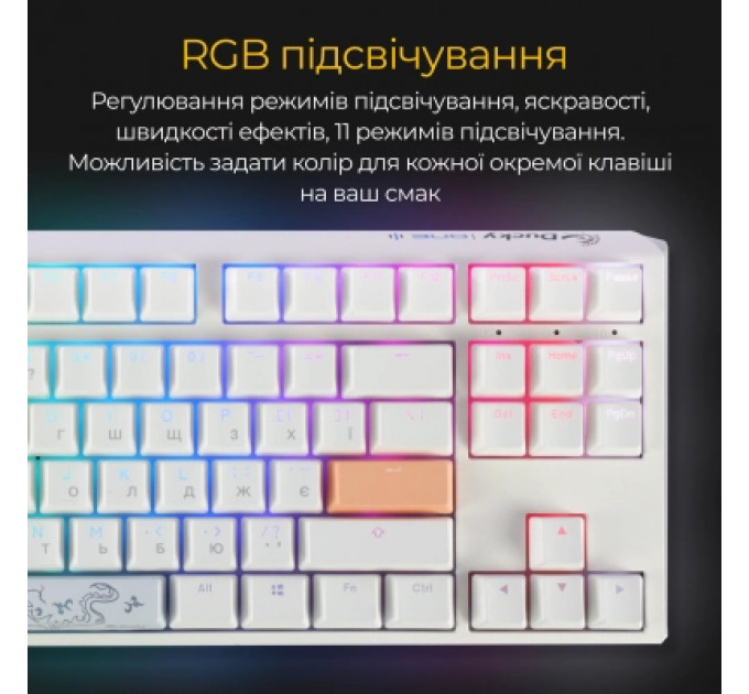 Клавіатура Ducky One 3 TKL Cherry MX Speed Silver RGB UA USB White (DKON2187ST-PUAPXPWWWSC1)