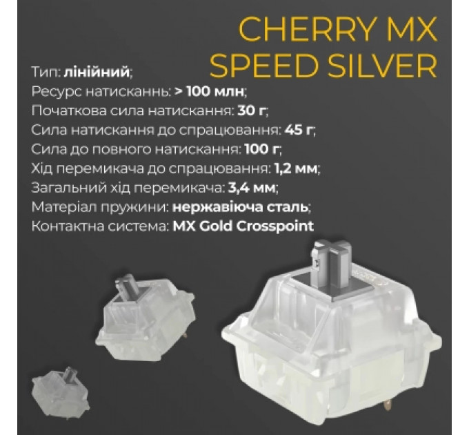Клавіатура Ducky One 3 TKL Cherry MX Speed Silver RGB UA USB White (DKON2187ST-PUAPXPWWWSC1)