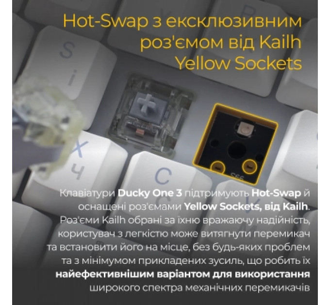 Клавіатура Ducky One 3 TKL Cherry MX Speed Silver RGB UA USB White (DKON2187ST-PUAPXPWWWSC1)