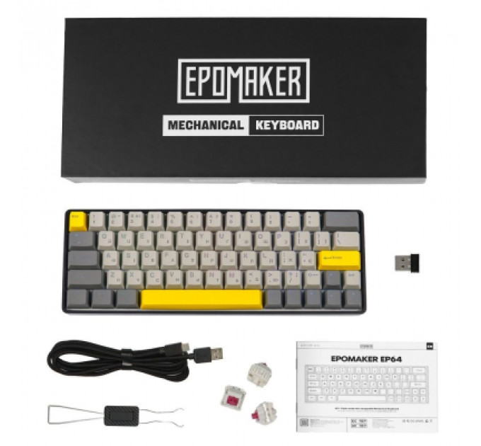 Клавіатура Epomaker EP64 60 Mulan Switch Hot-Swap RGB Wireless/Bluetooth/USB UA Black (EP64-B-M)