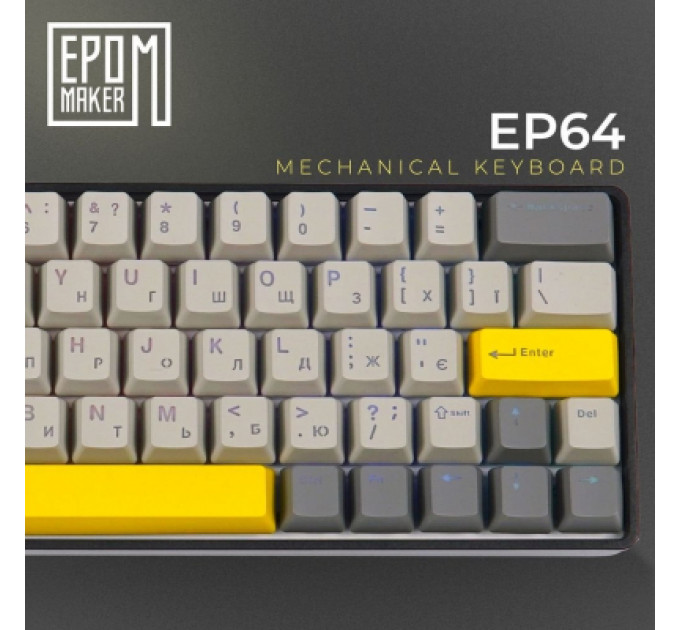 Клавіатура Epomaker EP64 60 Mulan Switch Hot-Swap RGB Wireless/Bluetooth/USB UA Black (EP64-B-M)