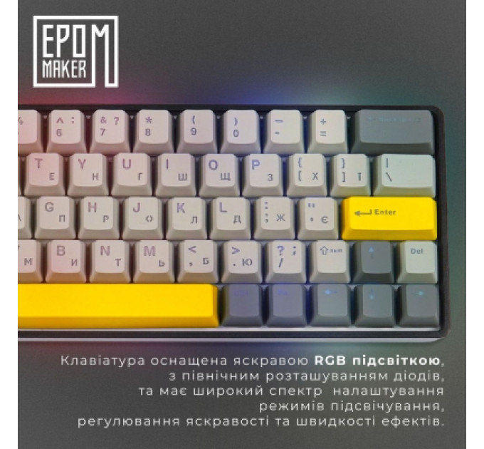 Клавіатура Epomaker EP64 60 Mulan Switch Hot-Swap RGB Wireless/Bluetooth/USB UA Black (EP64-B-M)