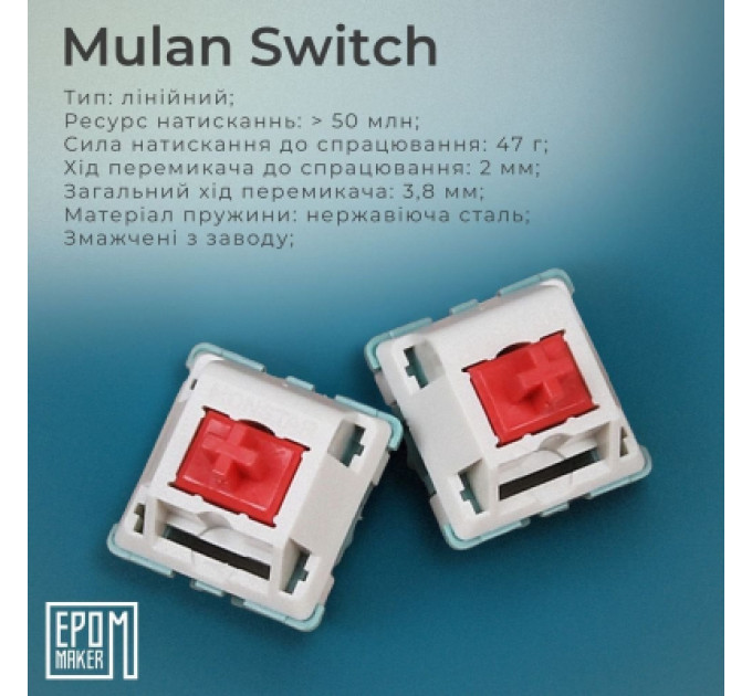 Клавіатура Epomaker EP64 60 Mulan Switch Hot-Swap RGB Wireless/Bluetooth/USB UA White (EP64-W-M)