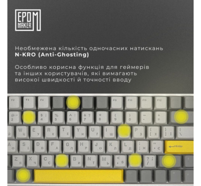 Клавіатура Epomaker EP84 Plus 75 Wisteria Linear Switch Hot-Swap RGB Wireless/Bluetooth/USB UA White (EP84-W-WL)