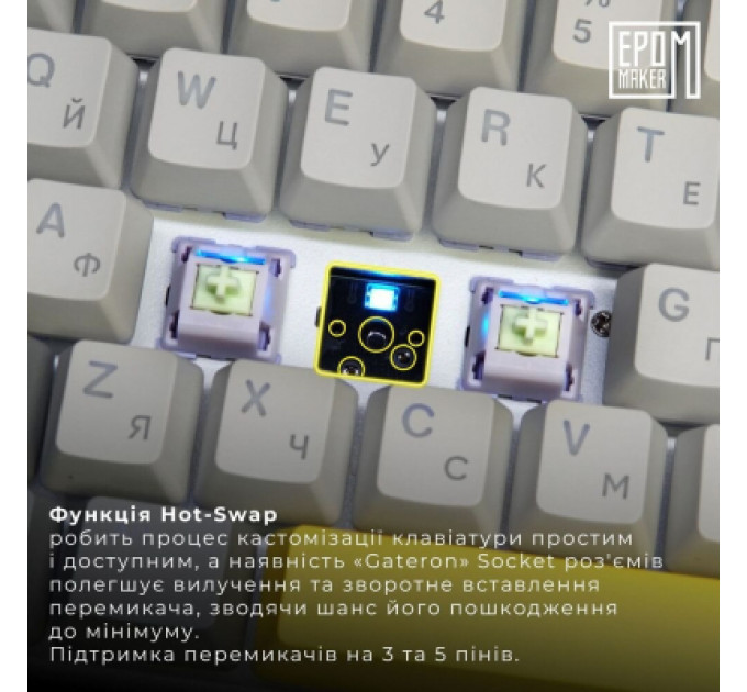 Клавіатура Epomaker EP84 Plus 75 Wisteria Linear Switch Hot-Swap RGB Wireless/Bluetooth/USB UA White (EP84-W-WL)