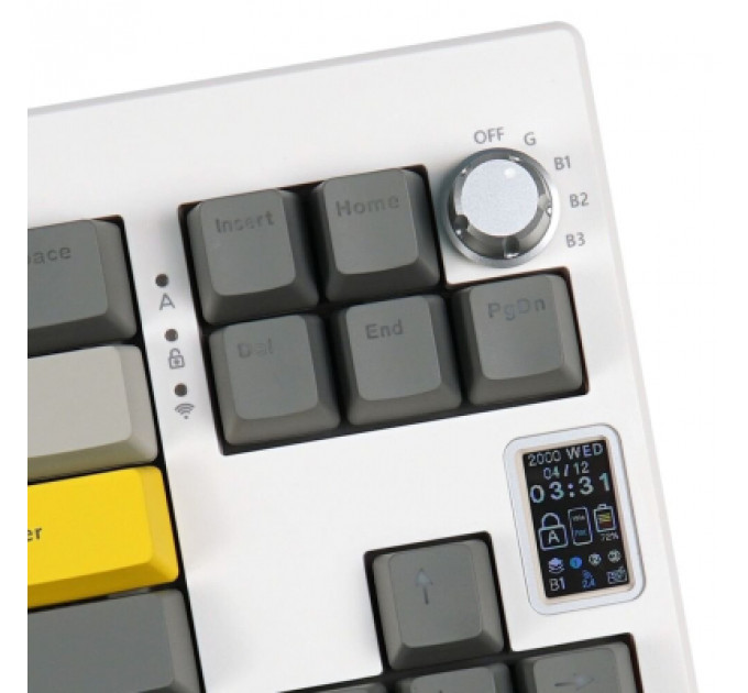 Клавіатура Epomaker Shadow-X 70 Wisteria Linear Switch Hot-Swap LCD Screen RGB Wireless/Bluetooth/USB UA White (SHX-W-WL)