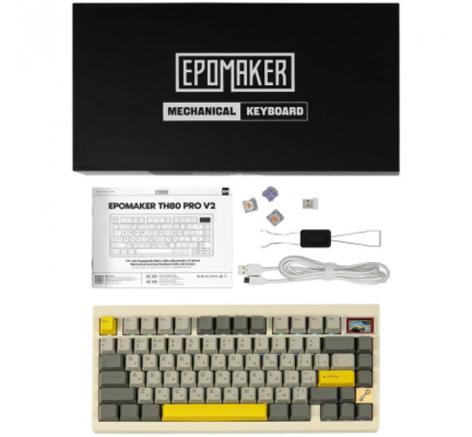 Клавіатура Epomaker TH80 Pro V2 75 Wisteria Tactile Switch Hot-Swap LCD Screen RGB Wireless/Bluetooth/USB UA White (TH80-PROV2-W-WT)