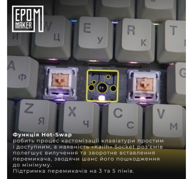 Клавіатура Epomaker TH80 Pro V2 75 Wisteria Tactile Switch Hot-Swap LCD Screen RGB Wireless/Bluetooth/USB UA White (TH80-PROV2-W-WT)