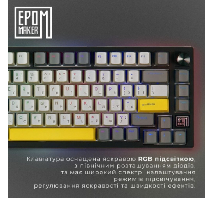 Клавіатура Epomaker TH80 SE 75 Flamingo Switch Hot-Swap RGB Wireless/Bluetooth/USB UA Black (TH80-SE-B-F)