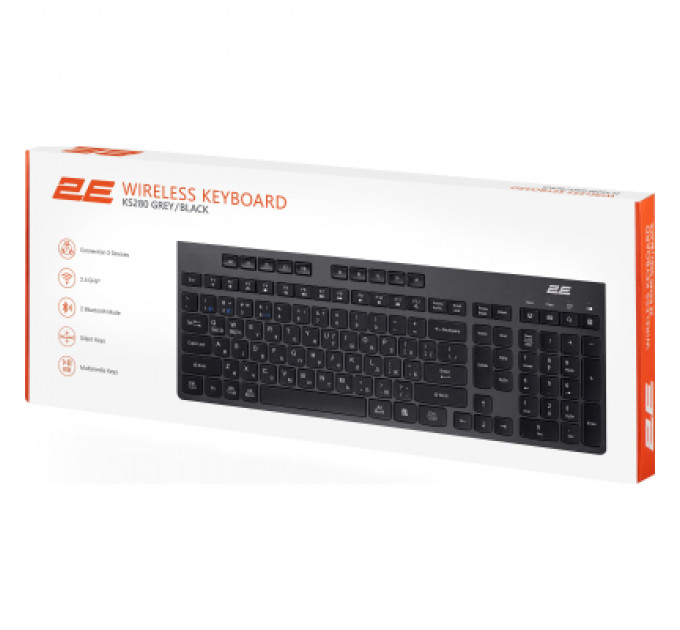 Клавіатура 2E KS280 Wireless/Bluetooth Black-Gray (2E-KS280WBGR_UA)