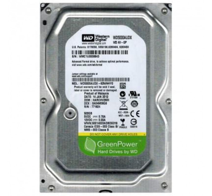 Накопичувач HDD SATA  500GB WD AV-GP 32MB (WD5000AVDS)_Refurbished