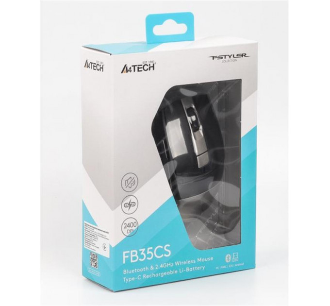 Мышь беспроводная A4Tech Fstyler FB35CS Smoky Grey
