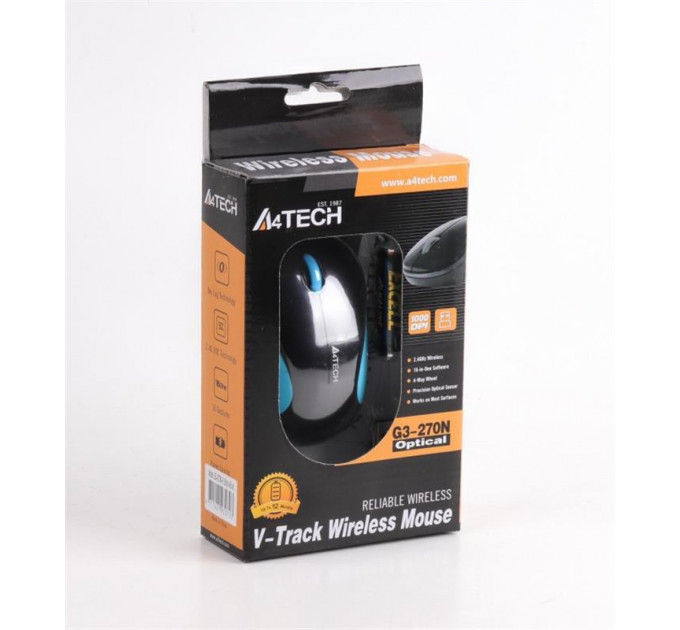 Мышь беспроводная A4Tech G3-270N Black/Blue V-Track