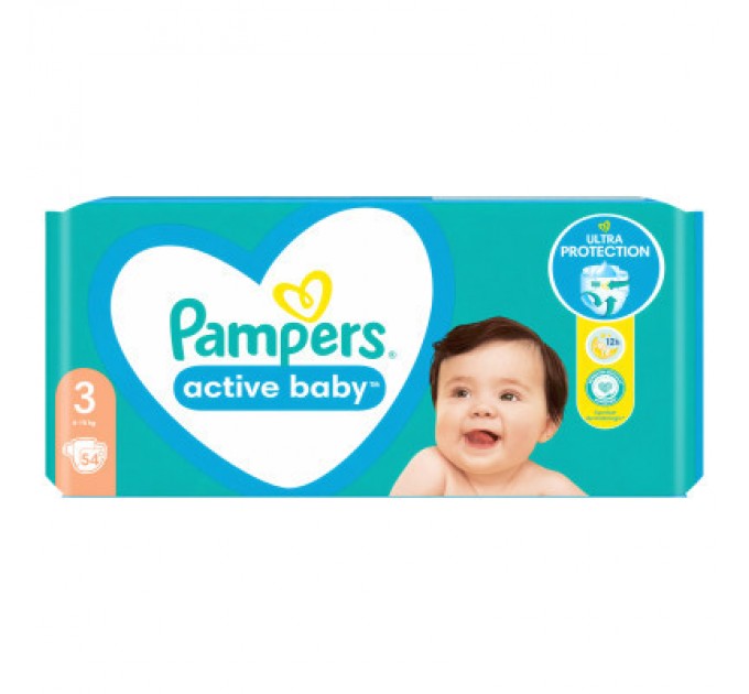 Pampers Підгузки Pampers Active Baby Розмір 3 (6-10 кг) 54 шт (8001090948977)