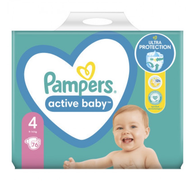Pampers Підгузки Pampers Active Baby Maxi Розмір 4 (9-14 кг) 76 шт (8001090949615)